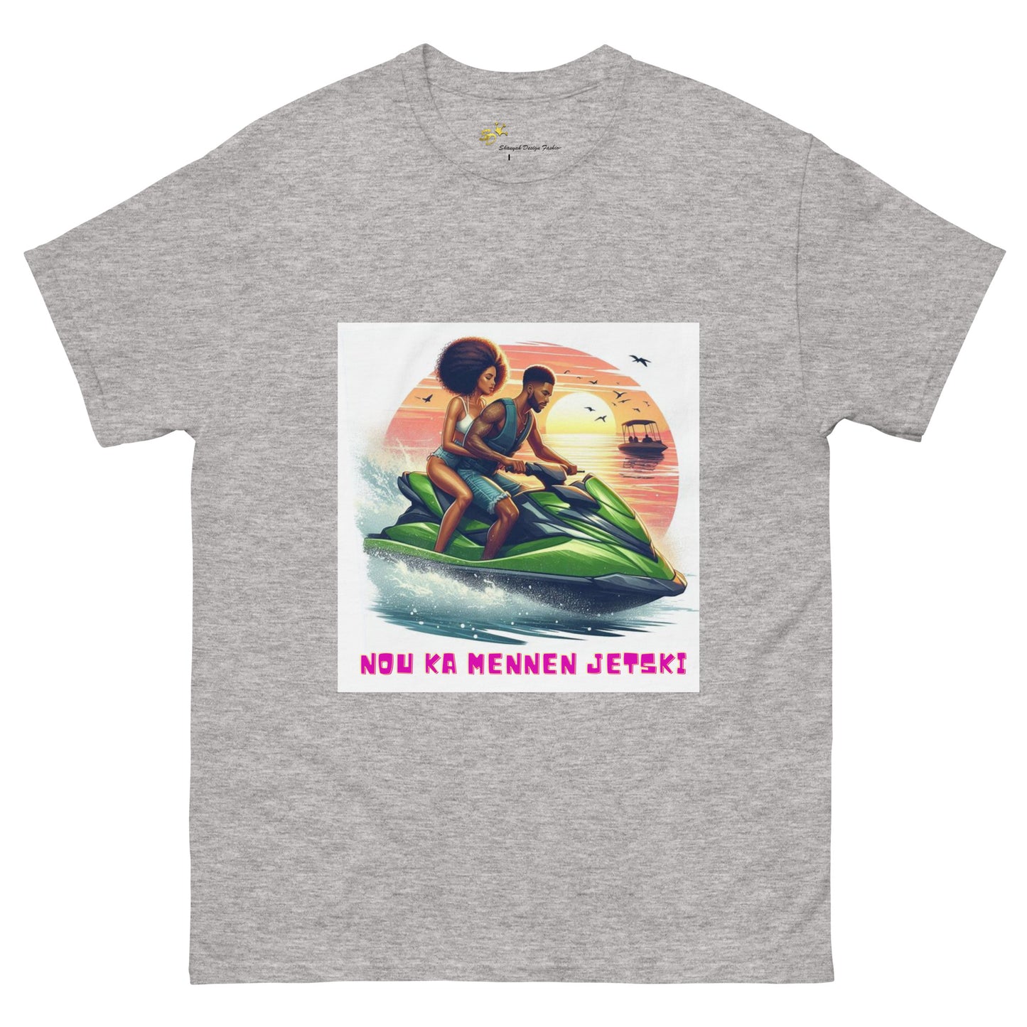 T-shirt unisexe Couple Ka mennen jetski