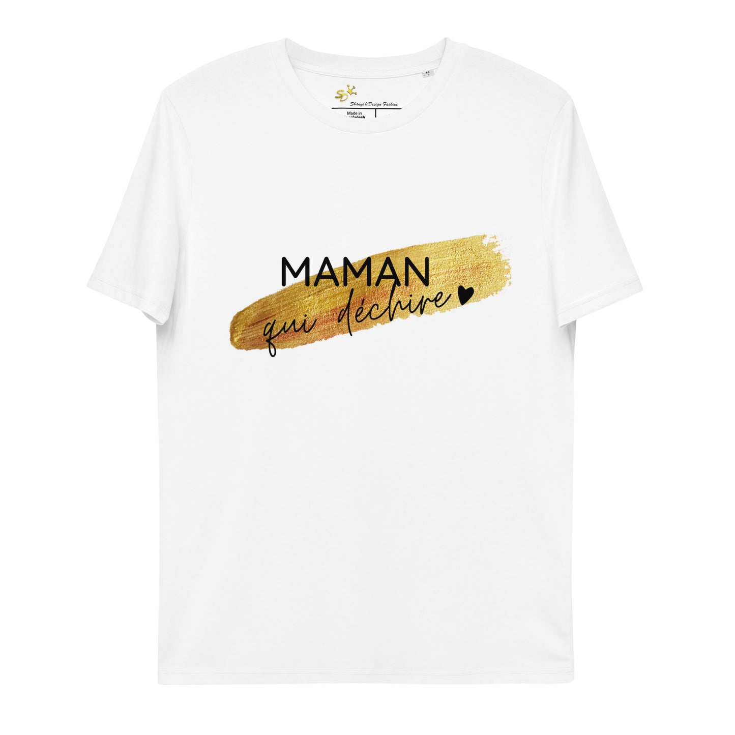 T-shirt blanc en coton biologique Maman qui déchire