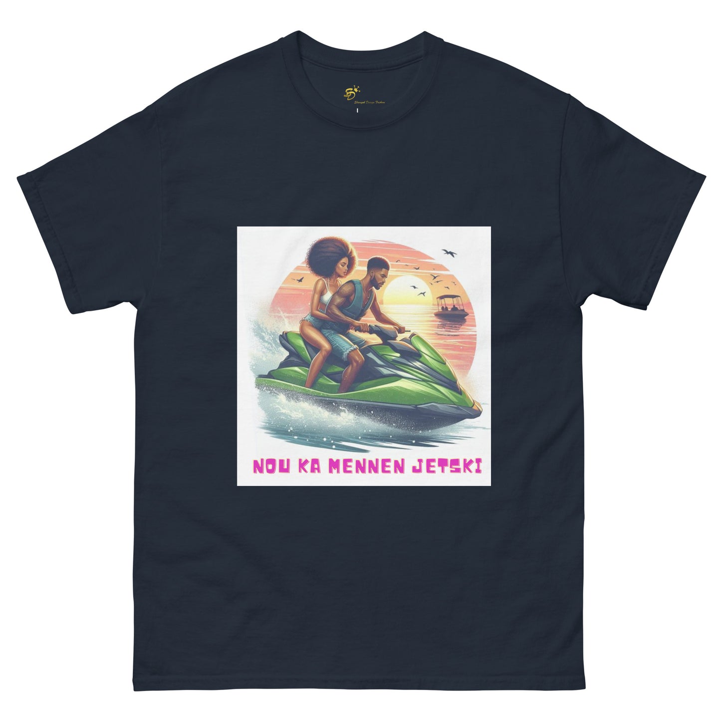 T-shirt unisexe Couple Ka mennen jetski