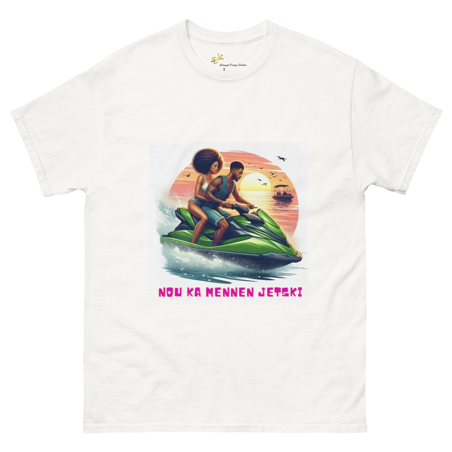 T-shirt unisexe Couple Ka mennen jetski